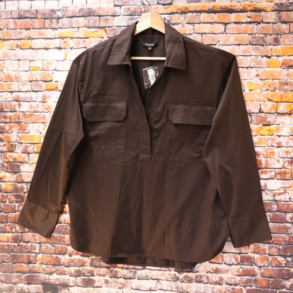 Madewell Utility Shirt Carob Brown Size S Long Sleeves Button Front Pockets